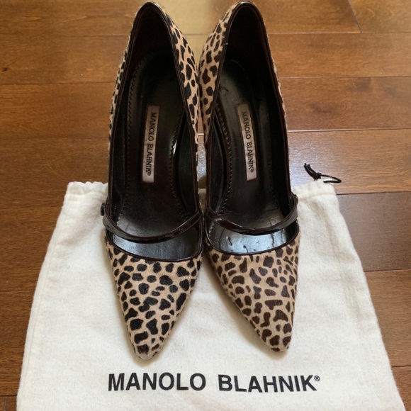 Manolo Blahnik Shoes - Manolo Blahnik Leopard Print Mary Jane Heels